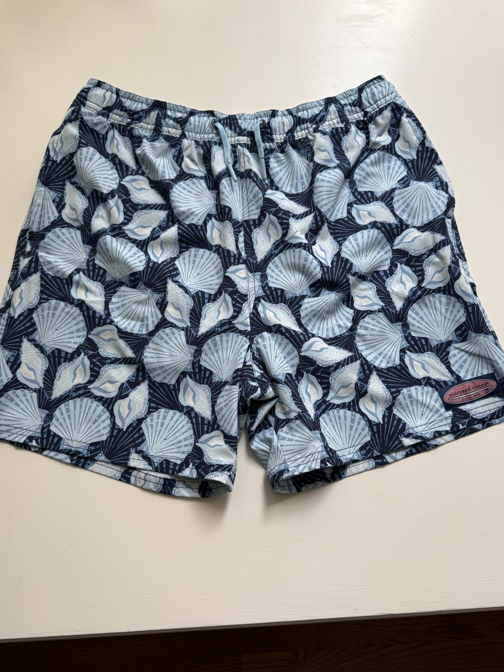 Vineyard Vines Navy Shell-Print Swim Shorts